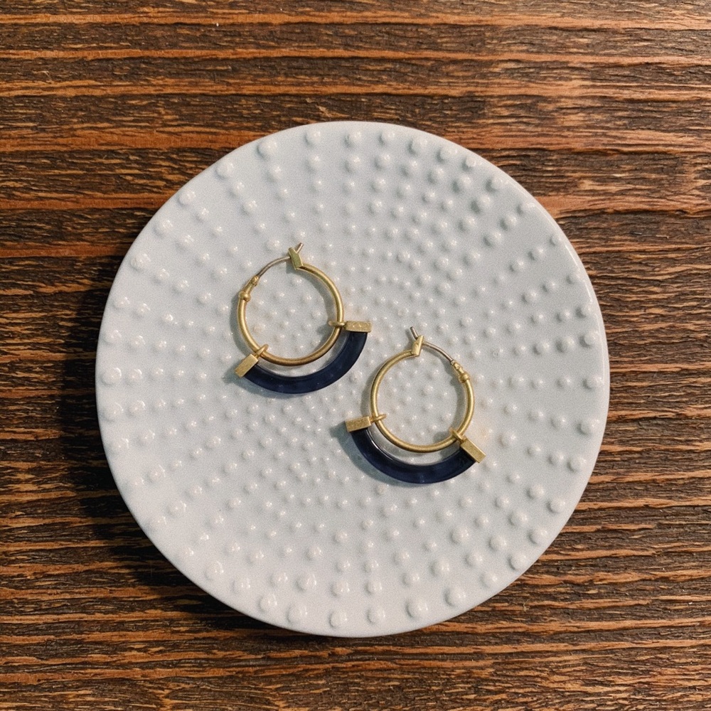 Madewell Blue + Gold Bar Hoops